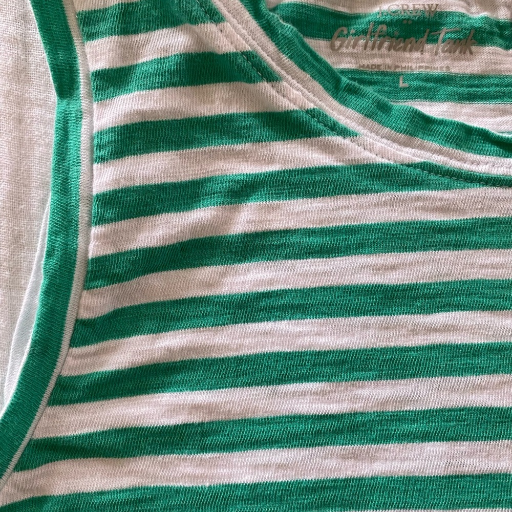J crew girlfriend tank top Green and White Striped Tank Top - Picture 3 of 3